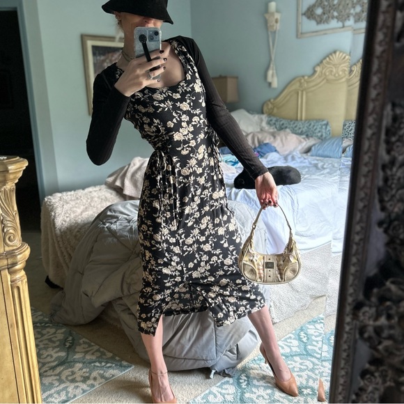 Vintage 90s corset lace up ditsy floral dress - Picture 12 of 15